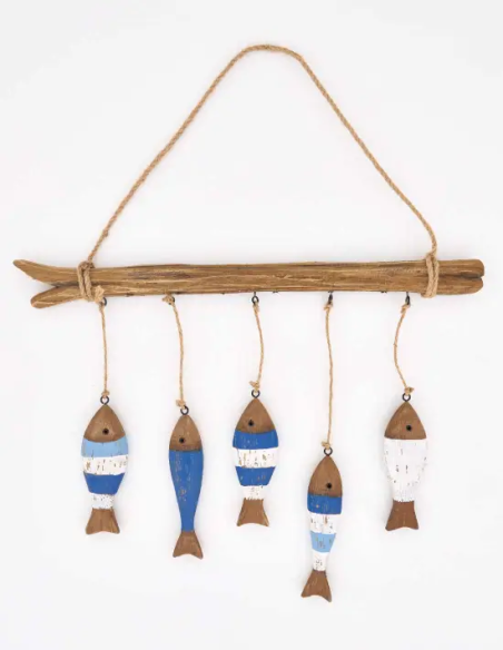 movil de peces madera 