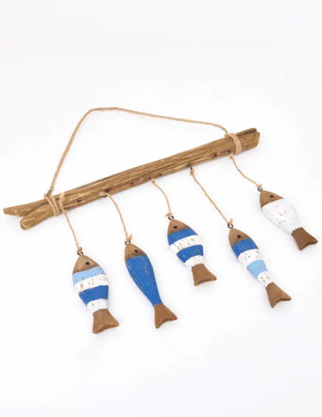  movil de peces madera