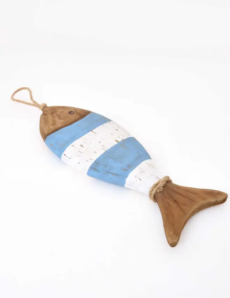  pez madera colgante con franjas 