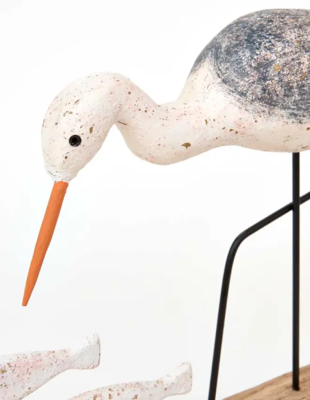  figura ave con peces madera 