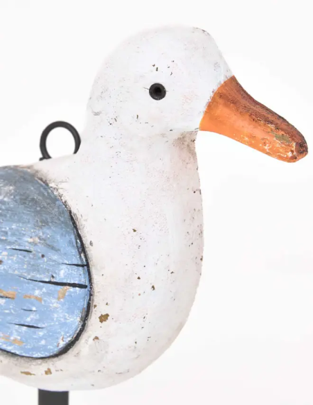 Perchero marinero de pared con gaviota de madera y gancho de hierro