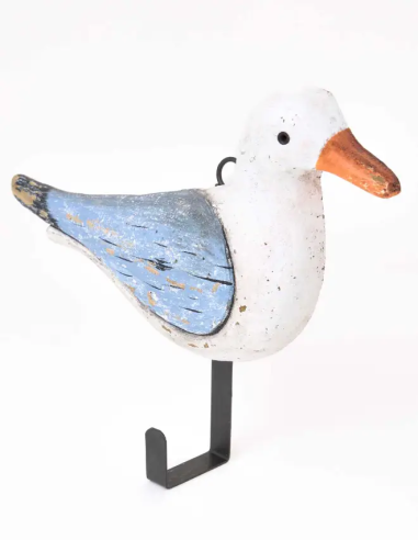 Perchero marinero de pared con gaviota de madera y gancho de hierro