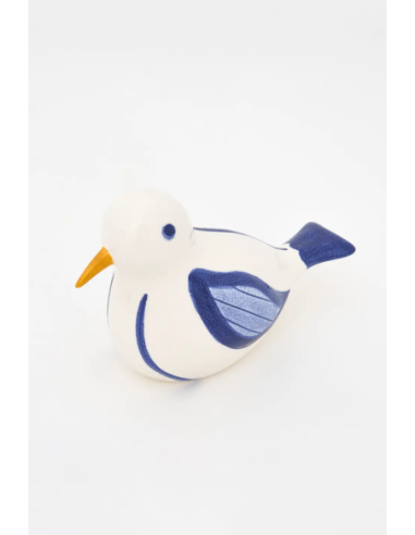  Pájaro de cerámica blanco y azul 