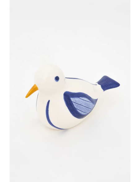  Pájaro de cerámica blanco y azul 