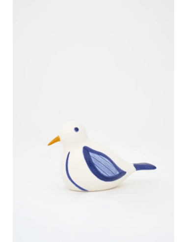  Pájaro de cerámica blanco y azul 