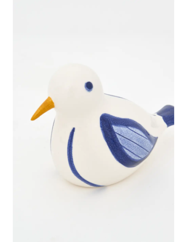  Pájaro de cerámica blanco y azul 