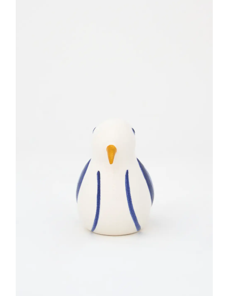 Pájaro de cerámica blanco y azul 