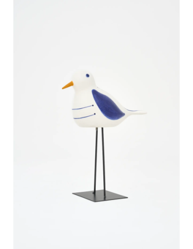  figura de cerámica de pájaro con base 