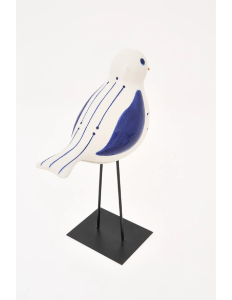  figura de cerámica de pájaro con base 