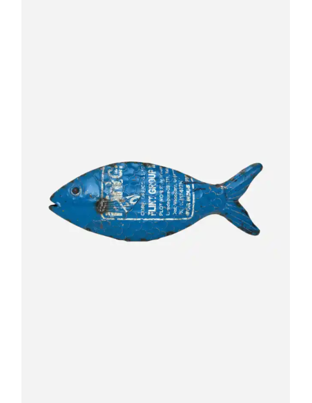 pez azul de metal reciclado 