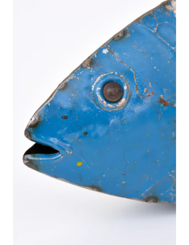  pez azul de metal reciclado 