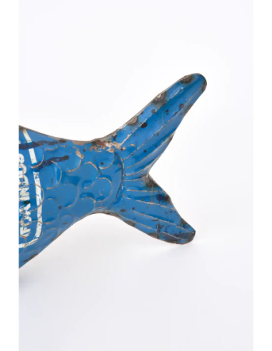  pez azul de metal reciclado 