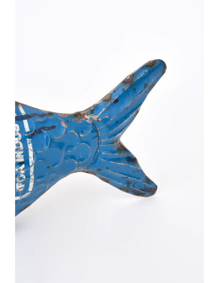  pez azul de metal reciclado 