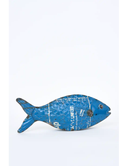  pez azul de metal reciclado 