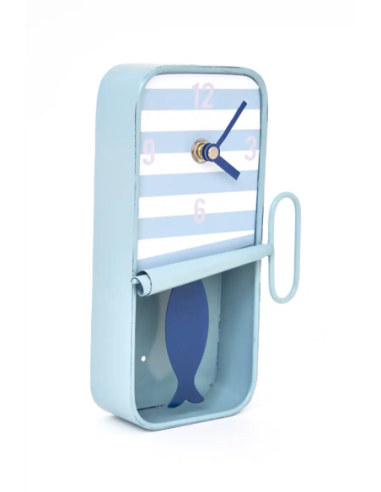  Reloj lata de sardinas azul cielo grande 