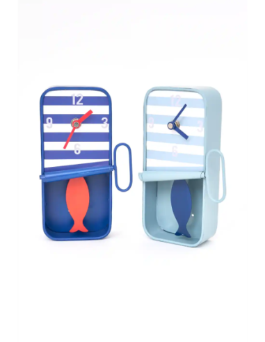  Reloj lata de sardinas azul cielo grande