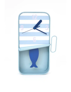 Reloj pequeño lata de sardinas azul claro 