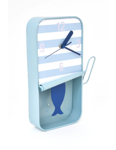  Reloj pequeño lata de sardinas azul claro