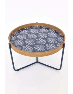 Mesa azul marino esmaltada con bandeja  2