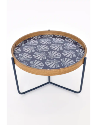  Mesa azul marino esmaltada con bandeja 