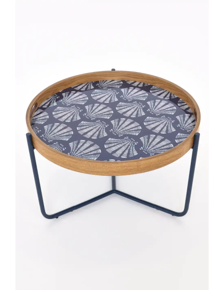  Mesa azul marino esmaltada con bandeja 