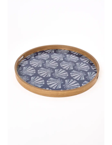  Mesa azul marino esmaltada con bandeja 
