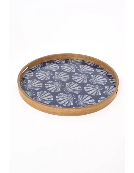  Mesa azul marino esmaltada con bandeja 