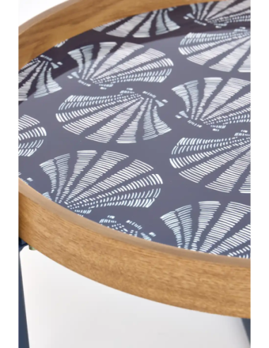  Mesa azul marino esmaltada con bandeja 