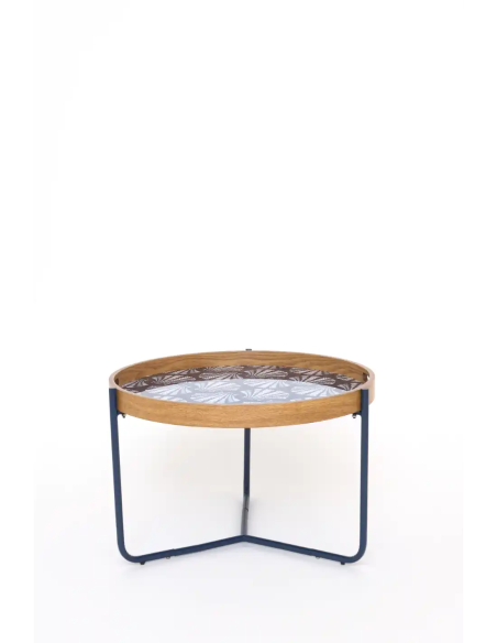  Mesa azul marino esmaltada con bandeja 