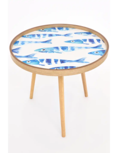 Mesa esmaltada de madera alta 