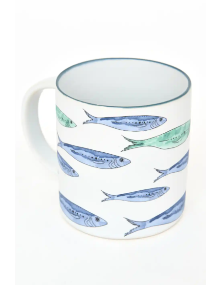  Mug de gres banco de peces 