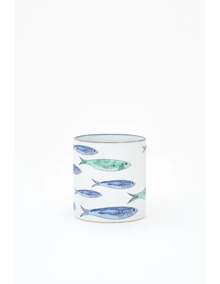  Mug de gres banco de peces 