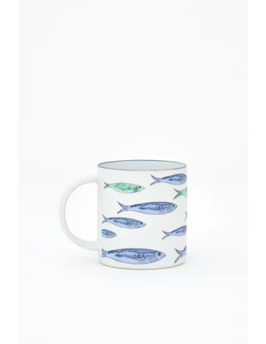 Mug de gres banco de peces 