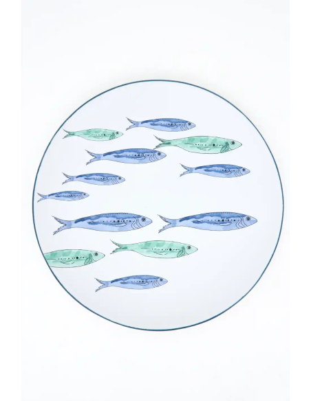 plato grande gres banco de peces 
