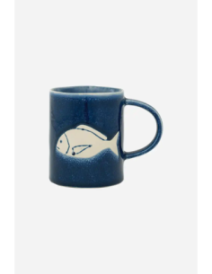 taza cerámica gres pez 
