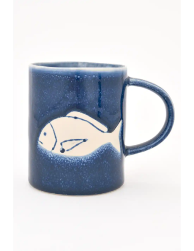  taza cerámica gres pez 