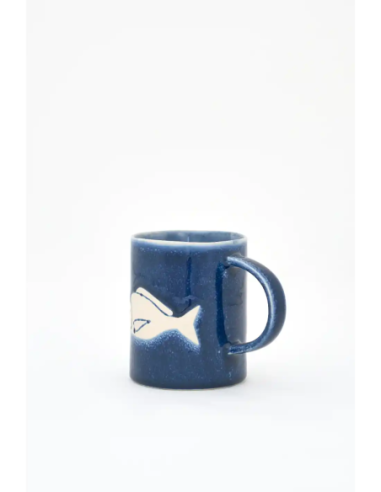  taza cerámica gres pez 