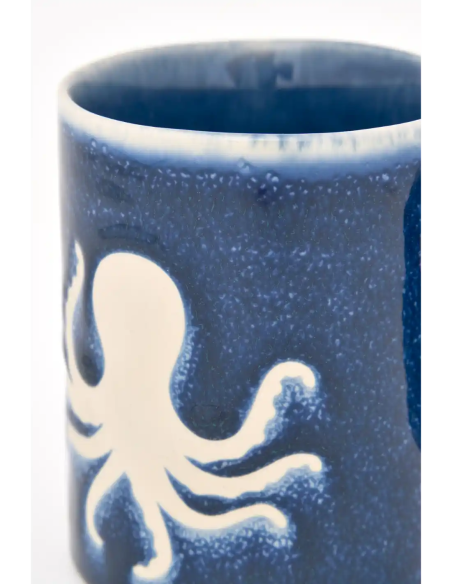  taza cerámica gres pulpo 