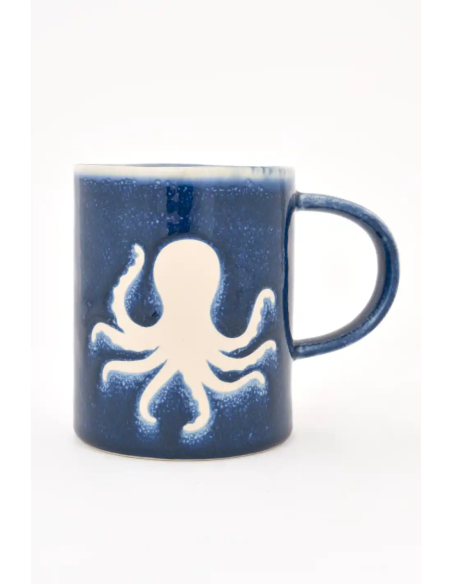  taza cerámica gres pulpo 