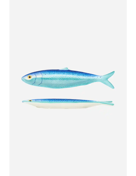 plato pez alargado azul 
