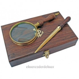 Estuche náutico con instrumentos marineros