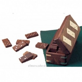 Caja con juego domino en madera