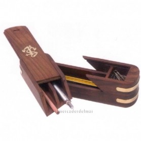 Estuche lápices náutico de madera y latón