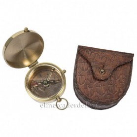 Brújula náutica estuche cuero