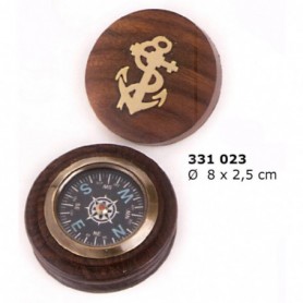 Brújula  en madera redonda con tapa 2