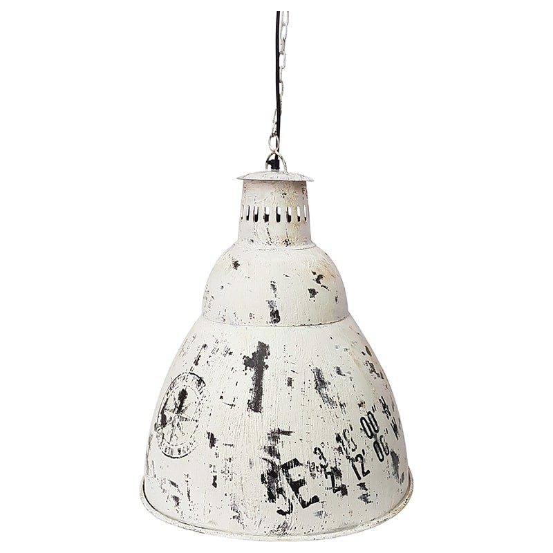 Lámpara marinera de techo de metal blanca en elmercaderdelmar.com para una decoración náutica y marinera