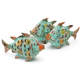 Portavelas pescado de hierro para decoración marinera