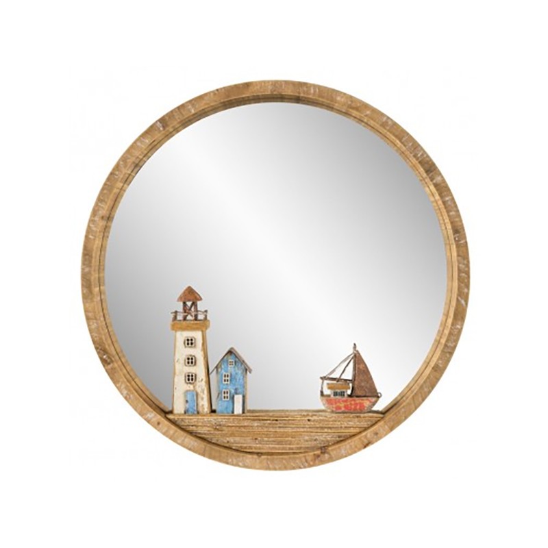 Espejo náutico en madera para decoración marinera