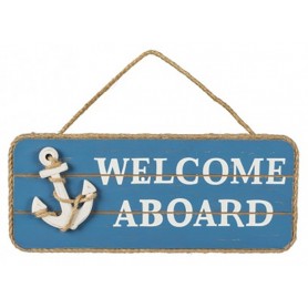 Placa de madera con ancla marina para decoración marinera