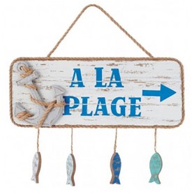 Placa madera decorativa peces colgantes